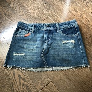 American Eagle distressed denim mini skirt